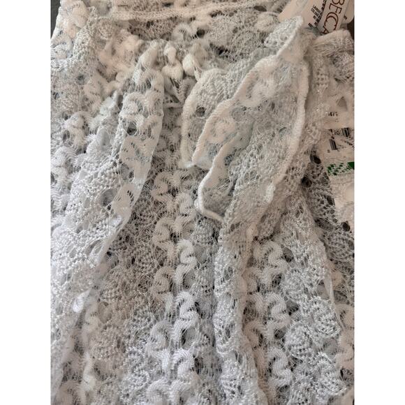 BECCA Women's White Split Leg Crochet Cover-Up Beach Pants Size L - Picture 4 of 6